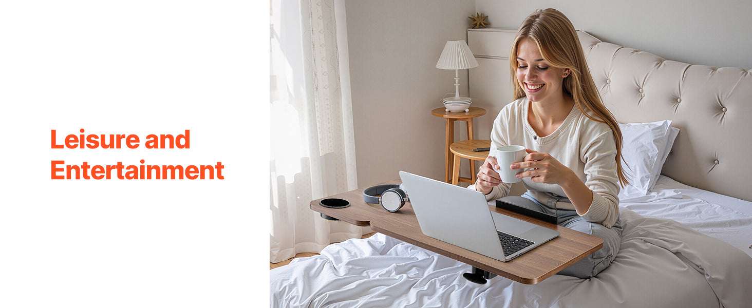 Adjustable Overbed Table with Wheels & Tilt Top for Bedside Work-Flip Desktop A / United States