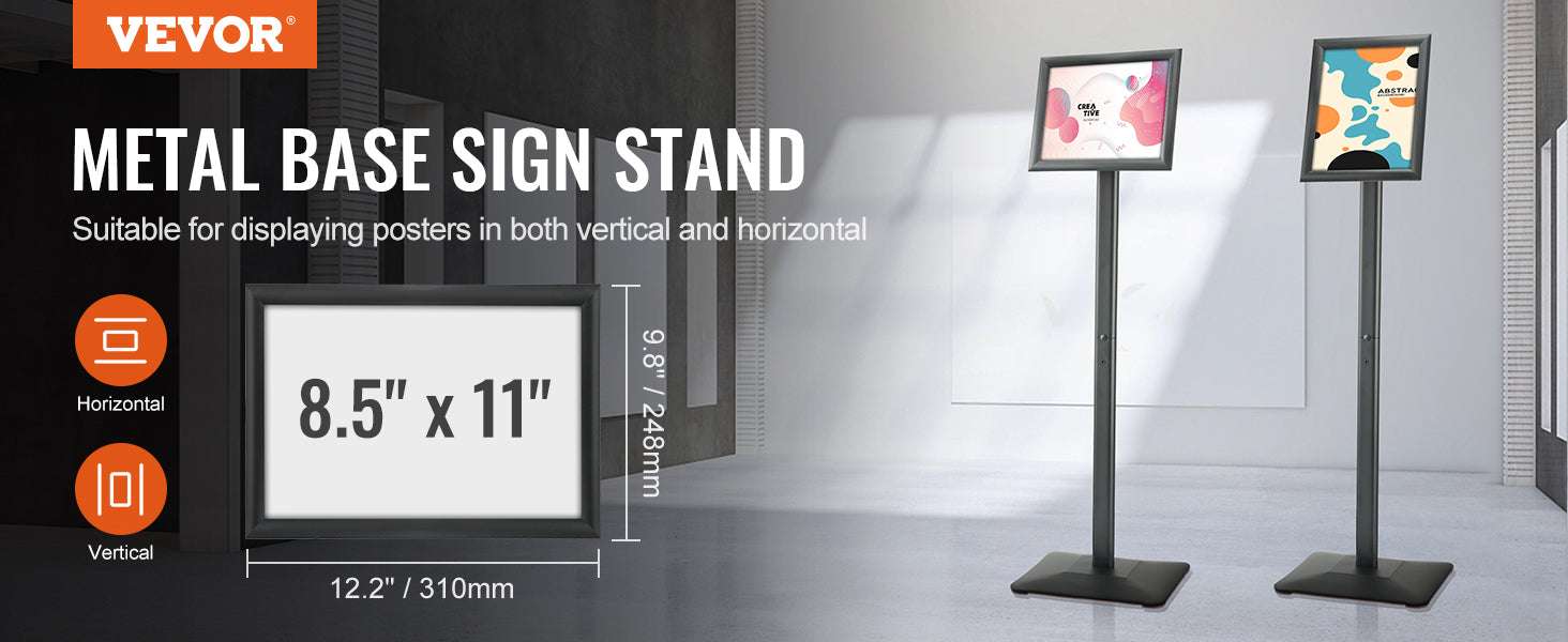 Adjustable Pedestal Sign Holder Floor Stand with Rotating Frame-11x17in / france