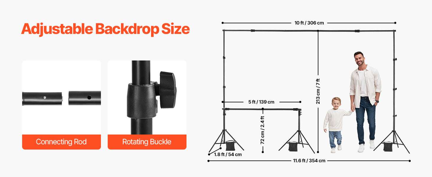 Adjustable Photo Backdrop Stand Kit with Tripod Base up to 10 ft-Moveable 7x10ft / spain
