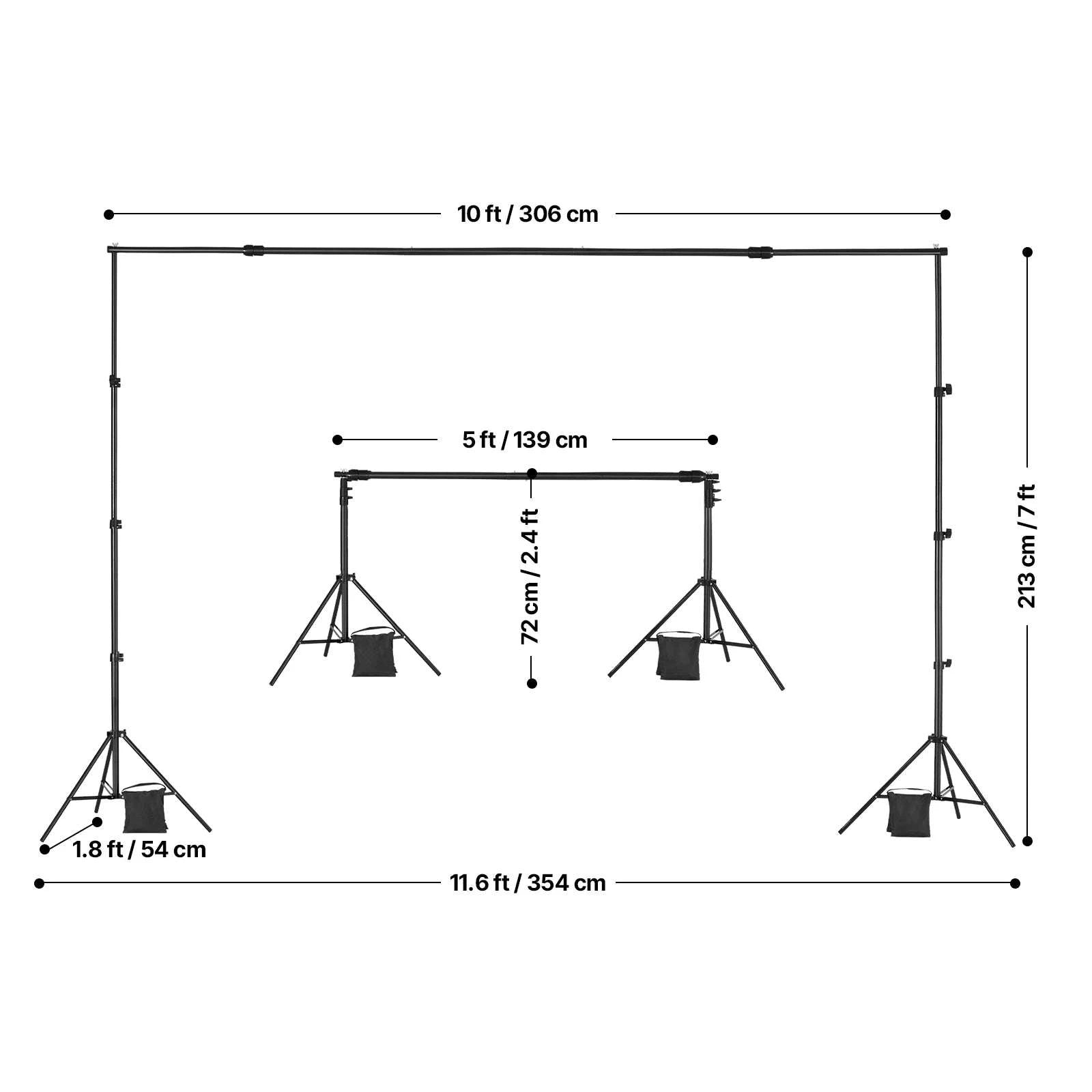Adjustable Photo Backdrop Stand Kit with Tripod Base up to 10 ft-Moveable 7x10ft / spain