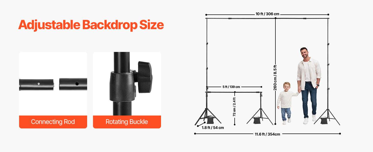Adjustable Photo Backdrop Stand Kit with Tripod Base up to 10 ft-Moveable 7x10ft / spain