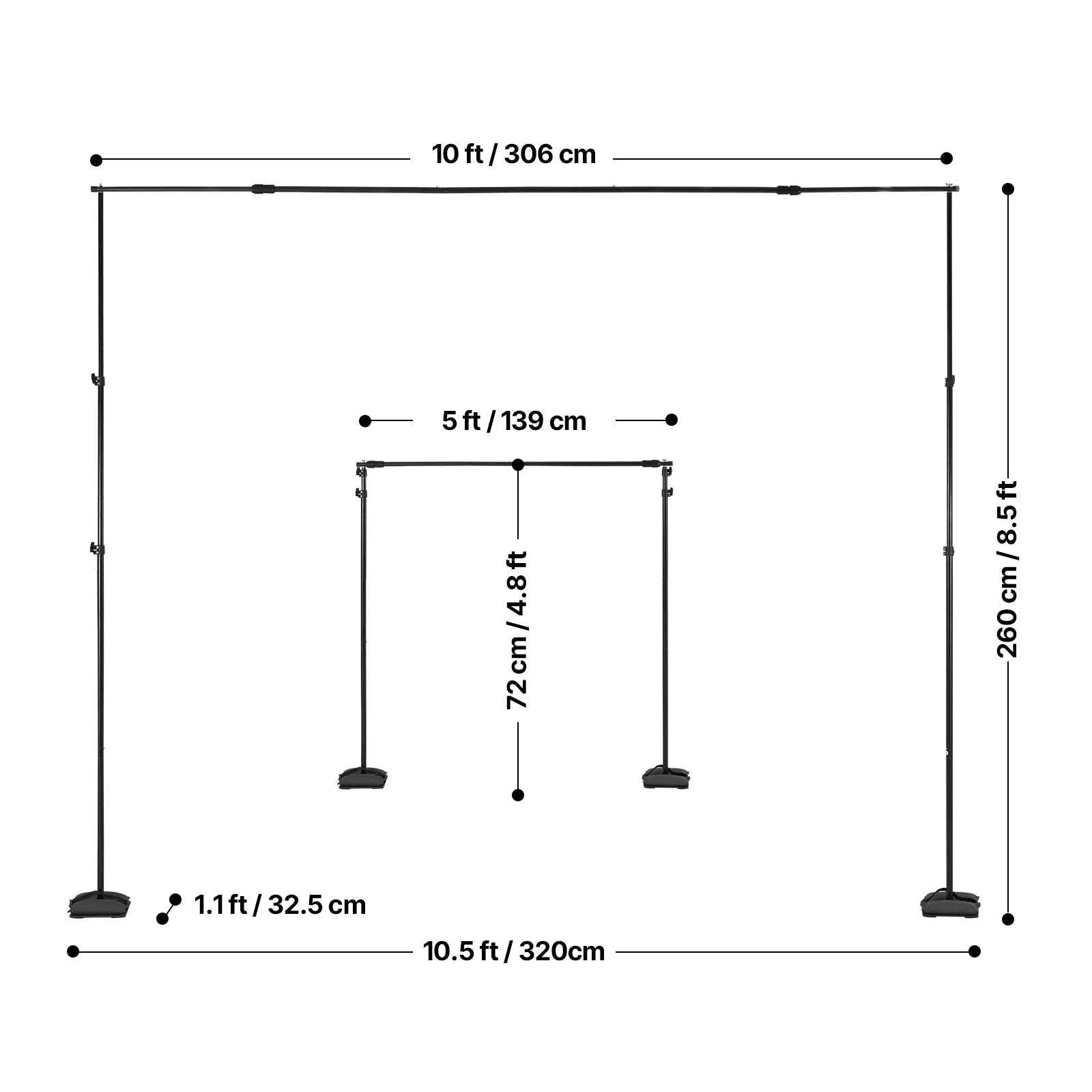 Adjustable Photo Backdrop Stand Kit with Tripod Base up to 10 ft-Moveable 7x10ft / spain