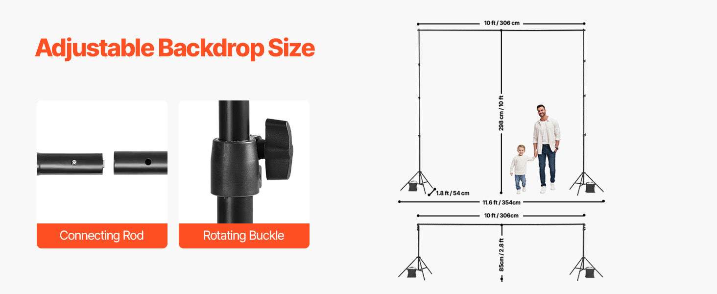 Adjustable Photo Backdrop Stand Kit with Tripod Base up to 10 ft-Moveable 7x10ft / spain