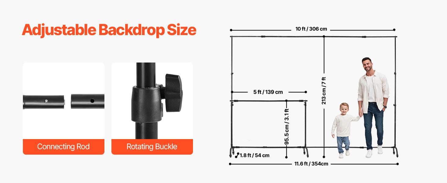 Adjustable Photo Backdrop Stand Kit with Tripod Base up to 10 ft-Moveable 7x10ft / spain