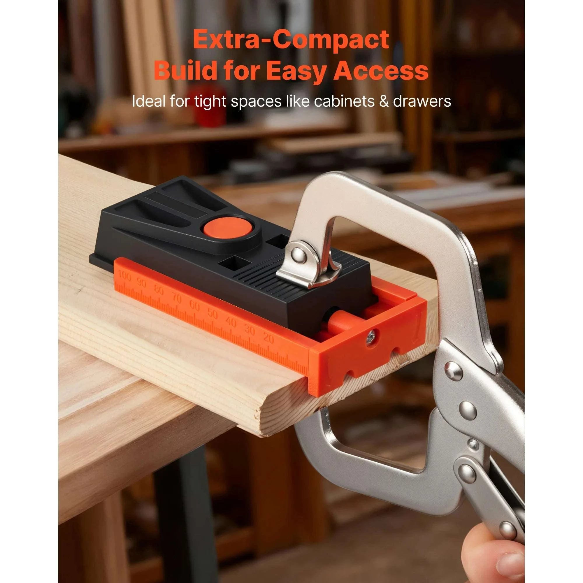 Adjustable Pocket Hole Jig Kit 1/2–1-1/2 in for Woodworking-4.52x2.36x0.78in / United States
