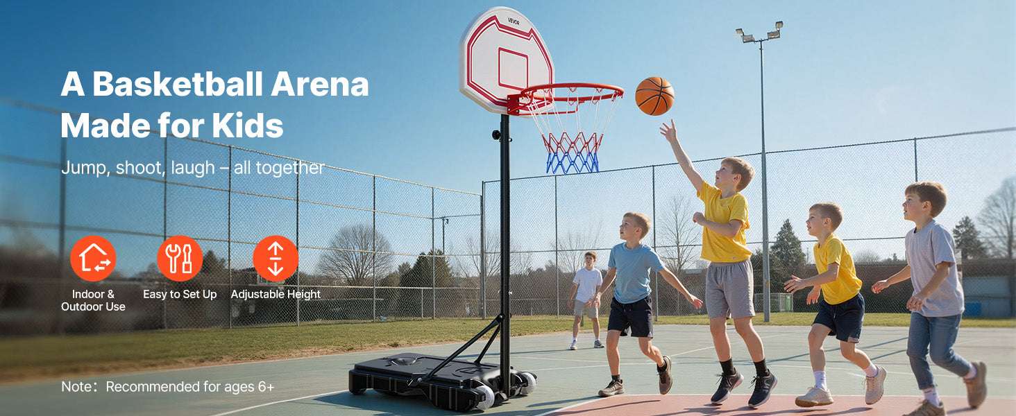 Adjustable Portable Basketball Hoop 5.2–6.9 ft with Wheels-28inch / United States