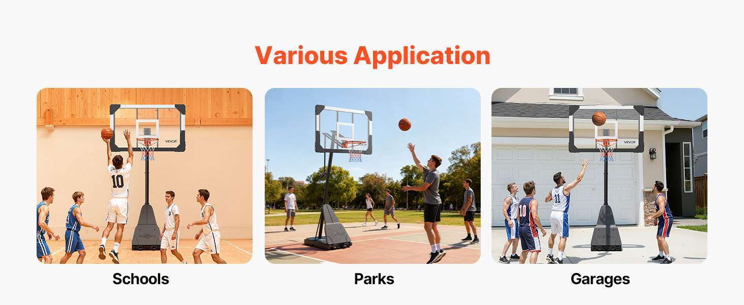 Adjustable Portable Basketball Hoop System with 44–54 Inch Backboard-50inch / United States
