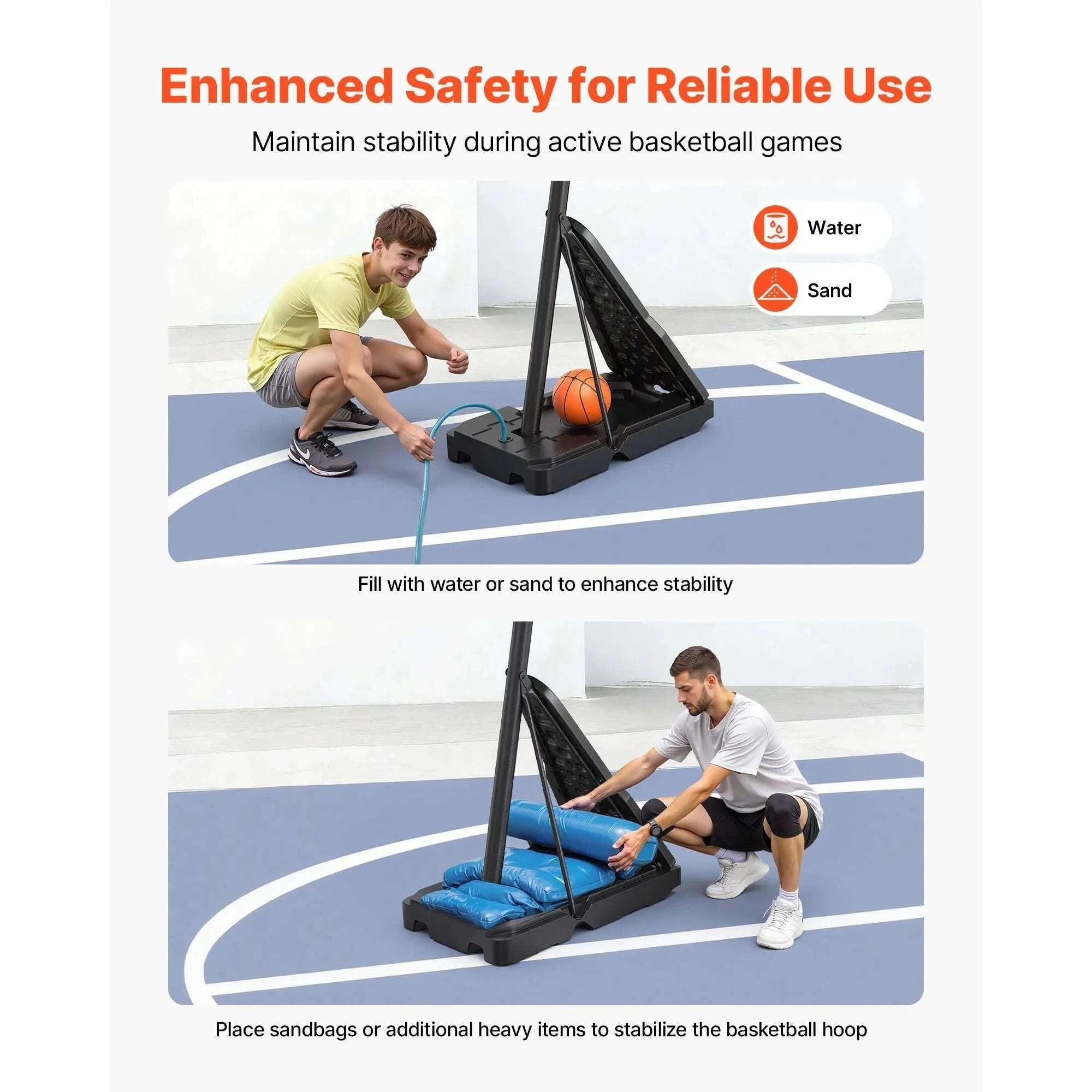 Adjustable Portable Basketball Hoop System with 44–54 Inch Backboard-50inch / United States