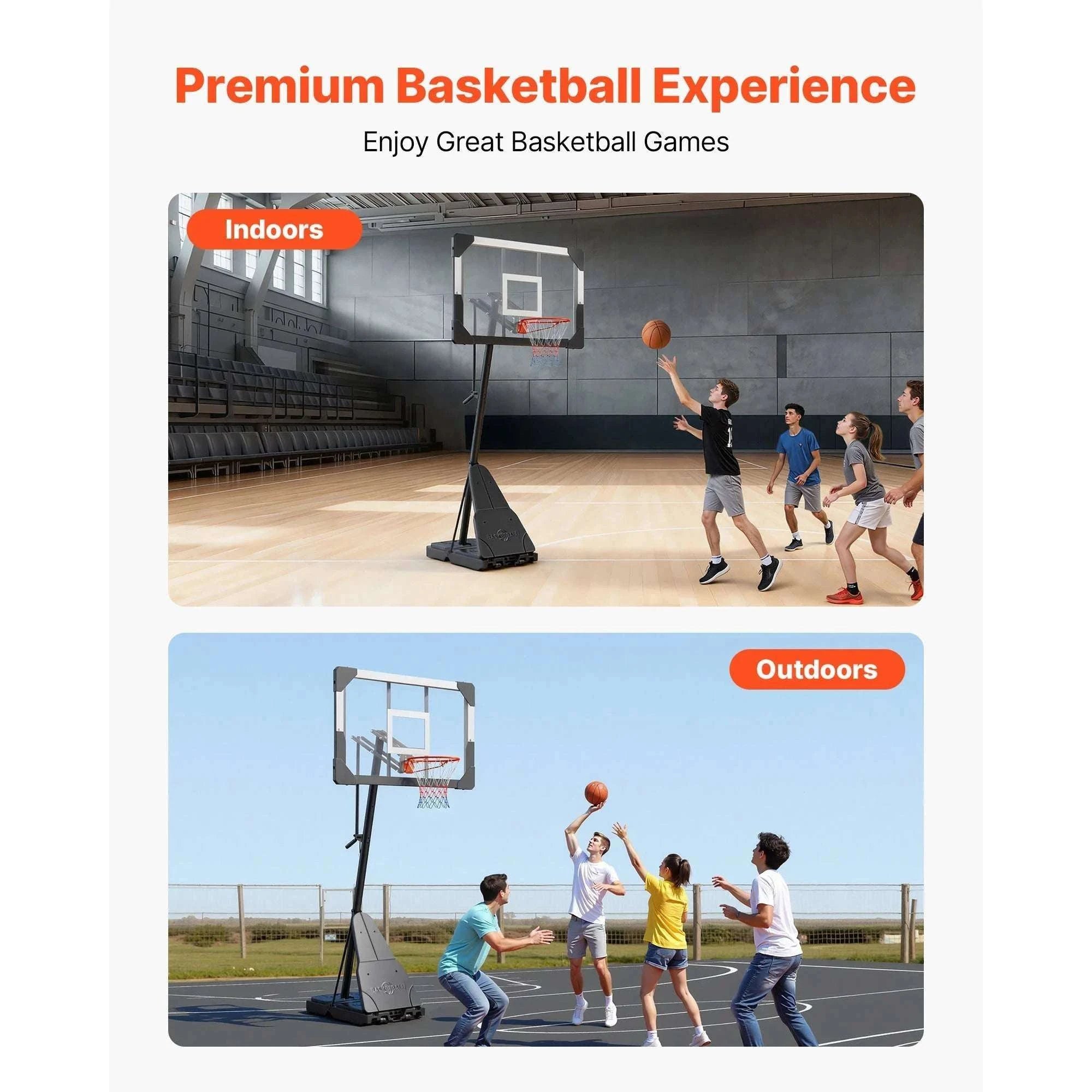 Adjustable Portable Basketball Hoop System with 44–54 Inch Backboard-50inch / United States