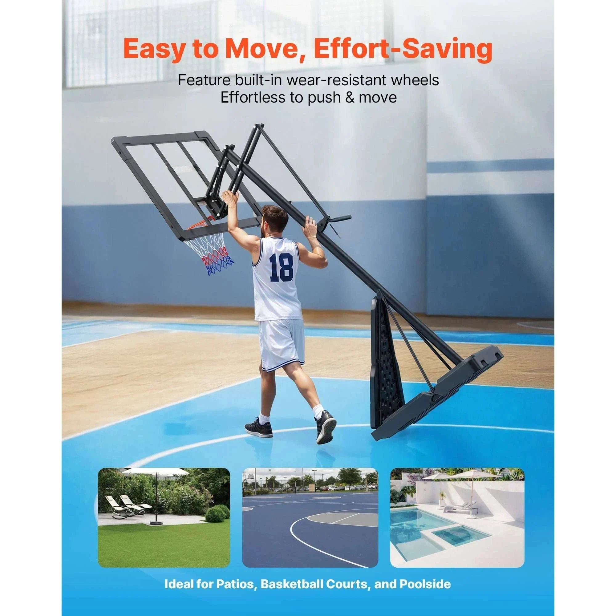 Adjustable Portable Basketball Hoop System with 44–54 Inch Backboard-50inch / United States