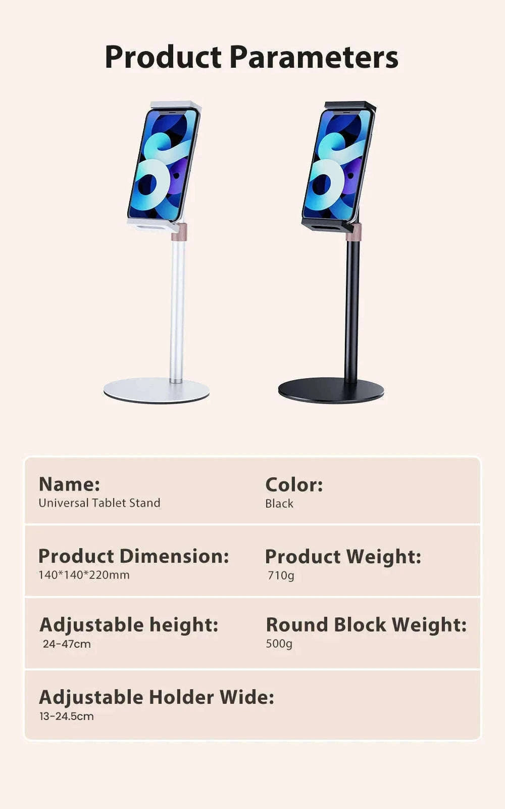 Adjustable Portable Monitor Stand for 10-20 Inch Devices-black