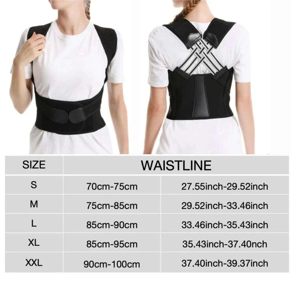 Adjustable Posture Corrector for Back Alignment and Daily Support-Black / S