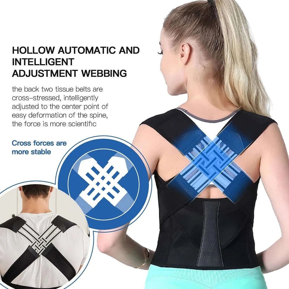 Adjustable Posture Corrector for Back Alignment-Black / S
