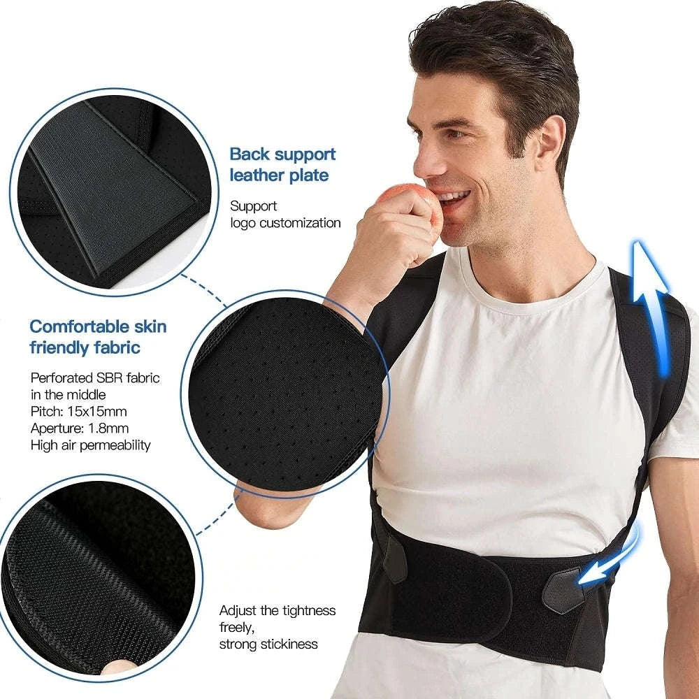Adjustable Posture Corrector for Back Alignment-Black / S