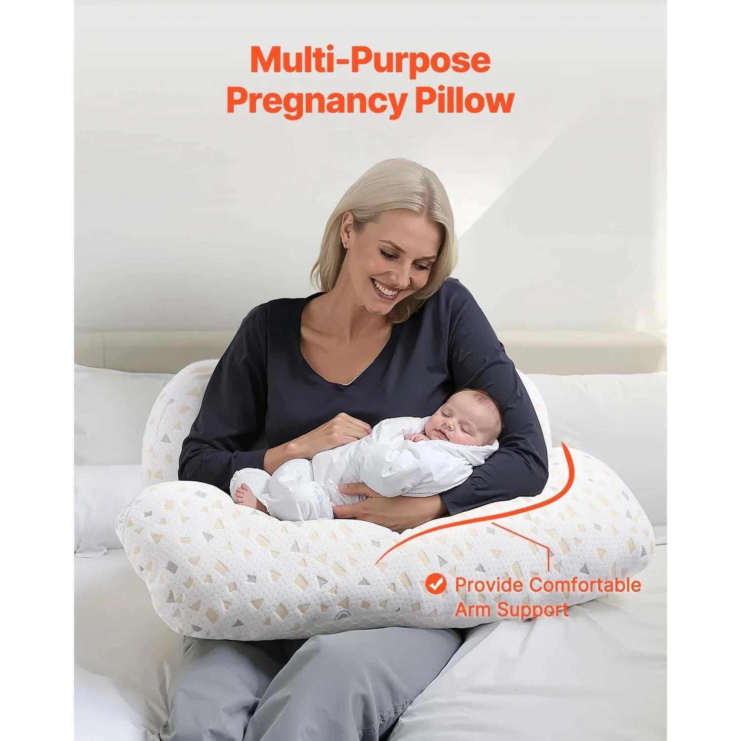 Adjustable Pregnancy Pillow with Washable Cover & Full Body Support-