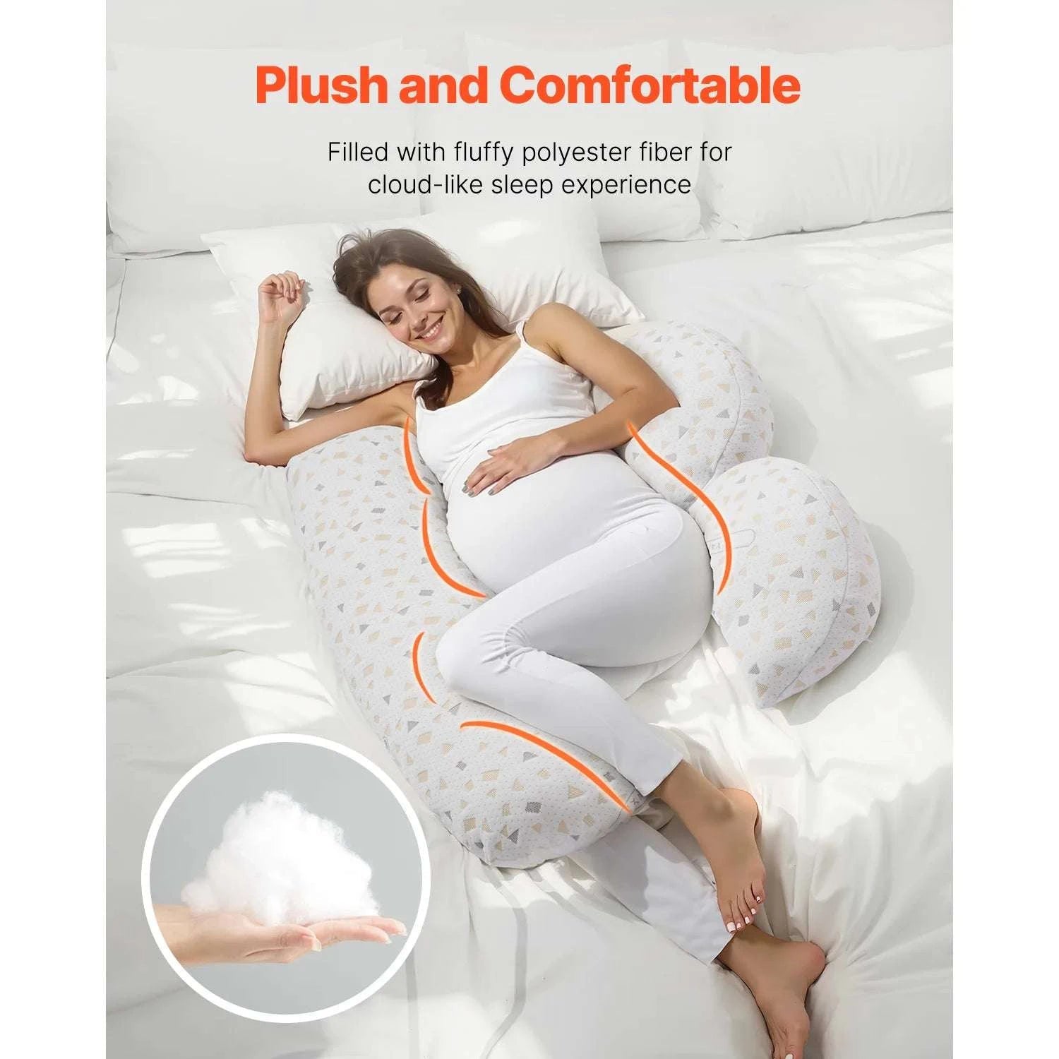 Adjustable Pregnancy Pillow with Washable Cover & Full Body Support-