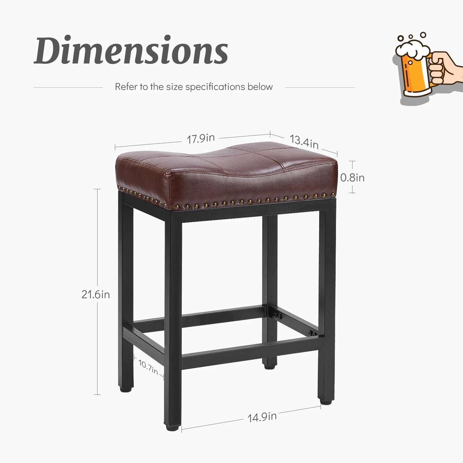 Adjustable PU Leather Saddle Bar Stools with Metal Base-Grey 2 / United States