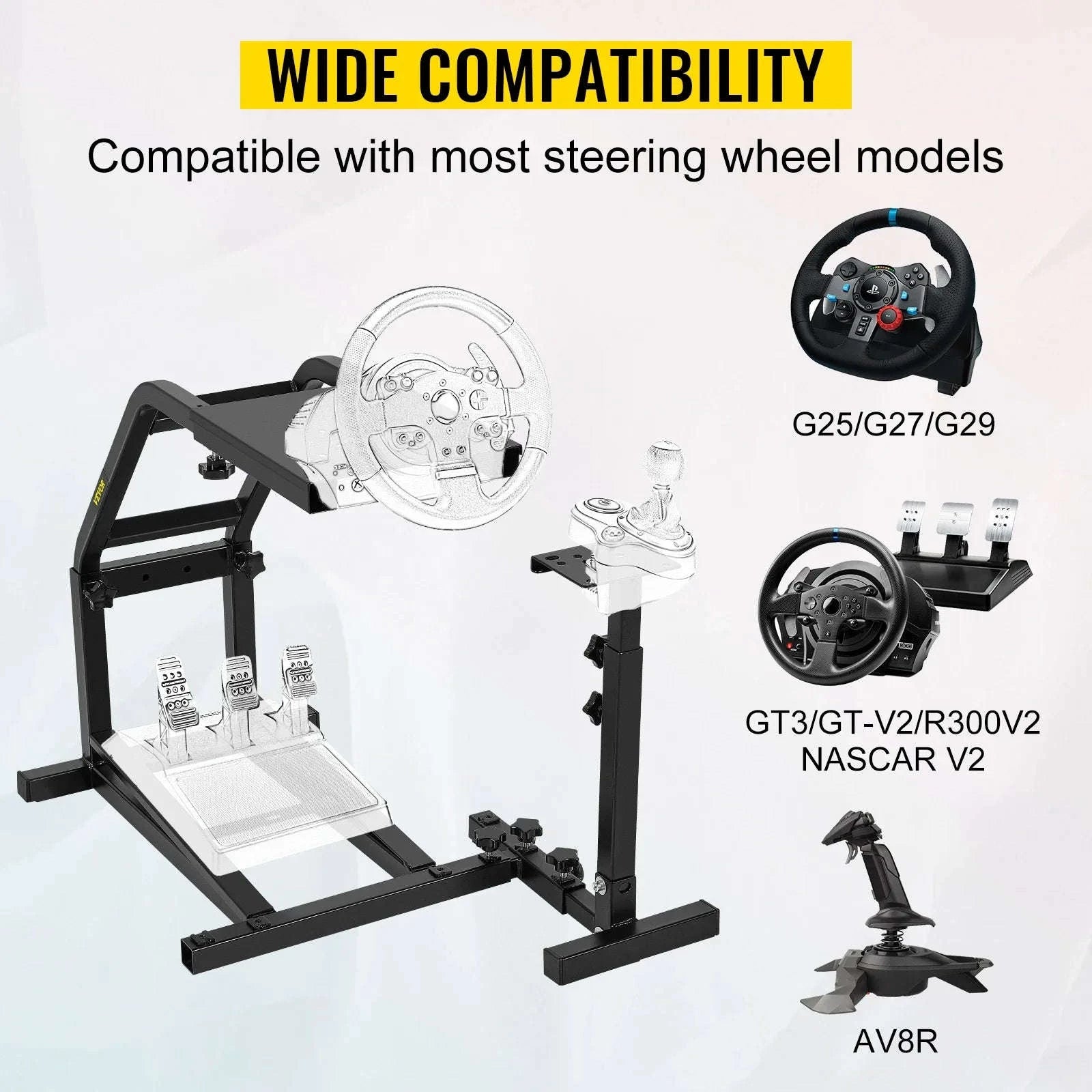 Adjustable Racing Wheel Stand for Logitech, Fanatec & Thrustmaster-Black / Poland