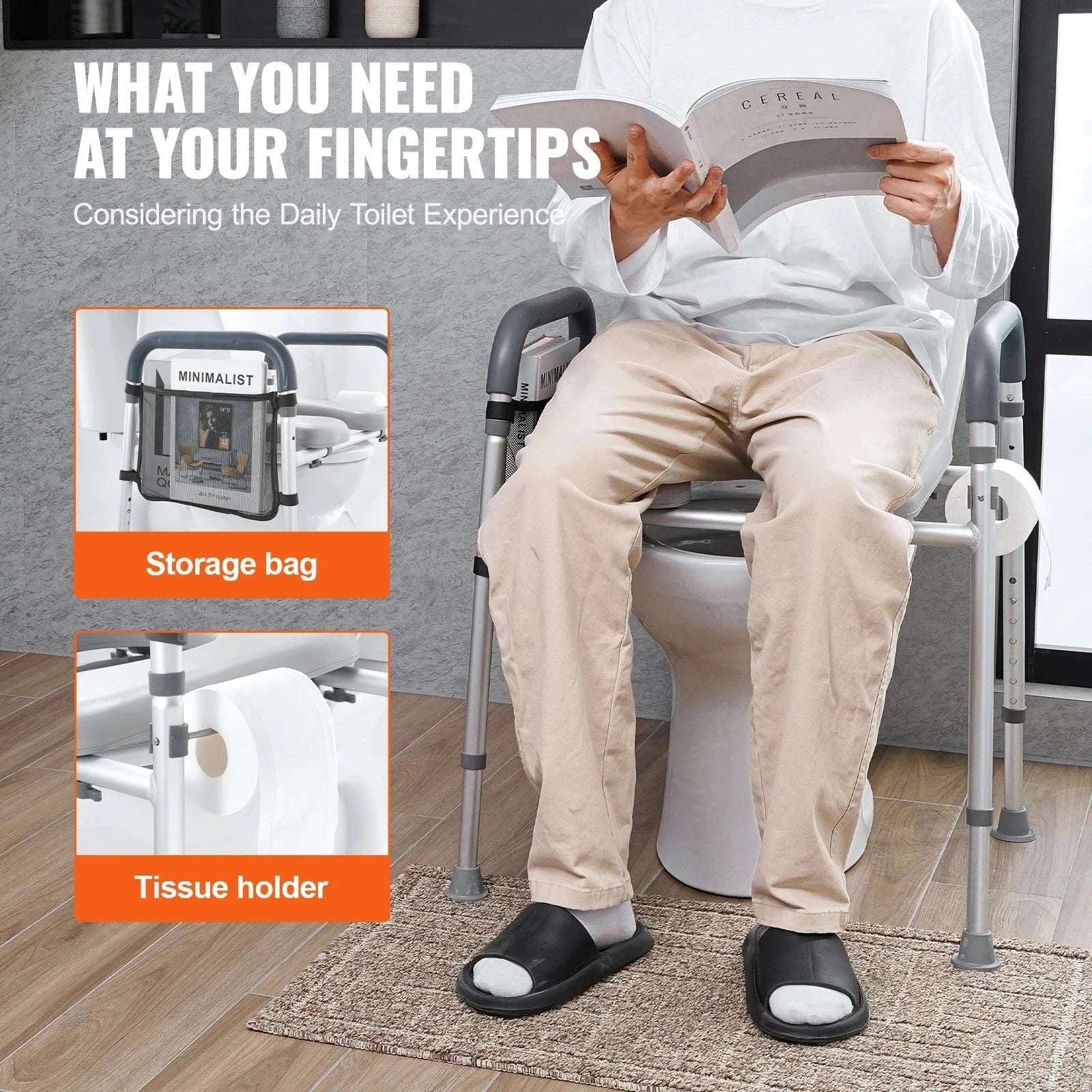 Adjustable Raised Toilet Seat with Padded Cushion & 350lb Support-350lbs / United States