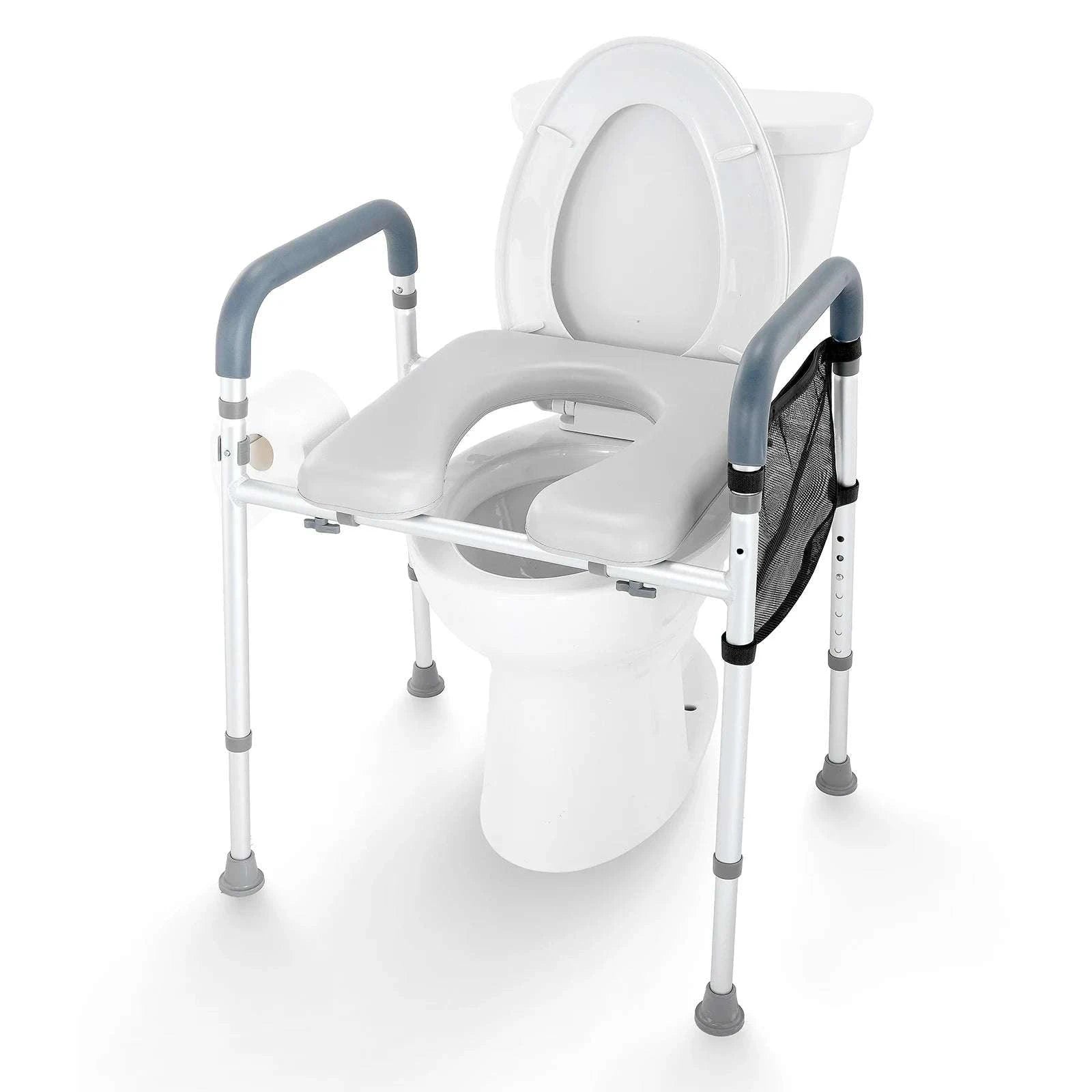Adjustable Raised Toilet Seat with Padded Cushion & 350lb Support-350lbs / United States