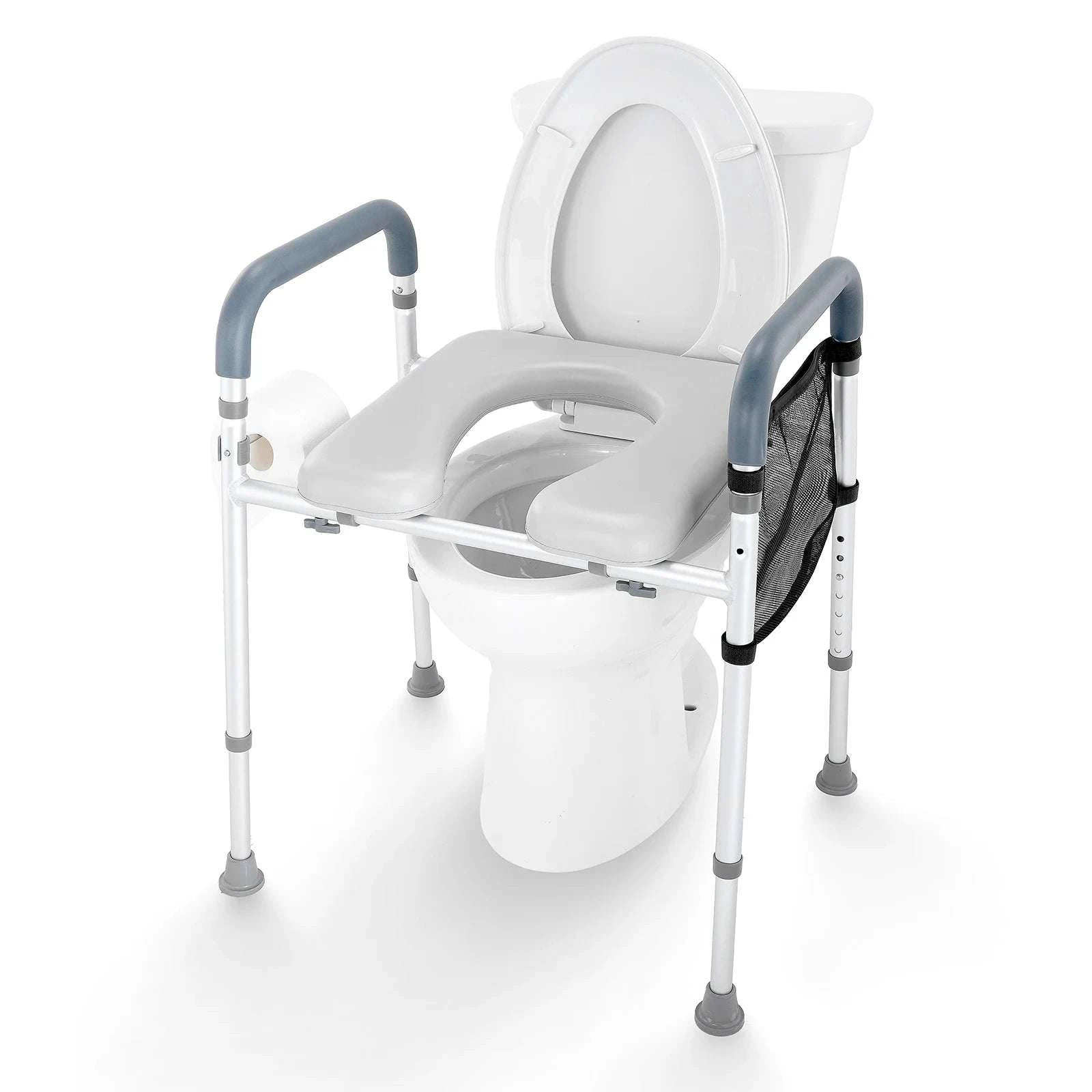 Adjustable Raised Toilet Seat with Padded Cushion & 350lb Support-350lbs / United States