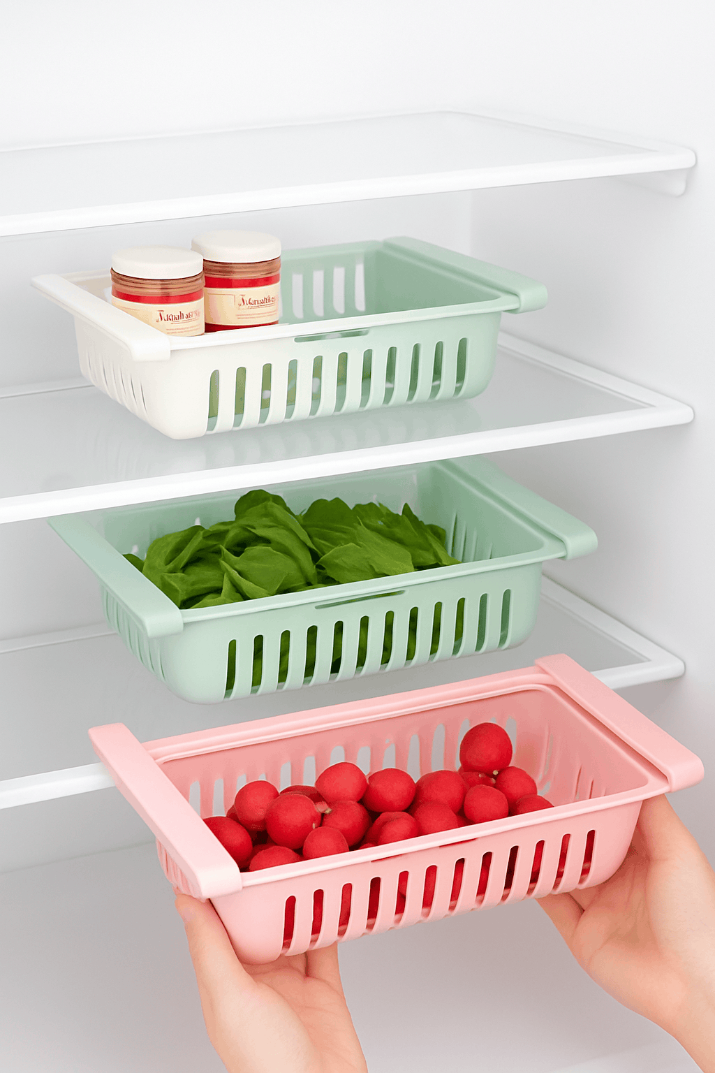Adjustable Refrigerator Storage Basket for Fridge Organization-Random color / 3pcs