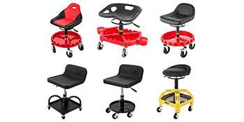 Adjustable Rolling Garage Stool with Tool Tray and Locking Wheels-B 300lb Hollow Seat / United States