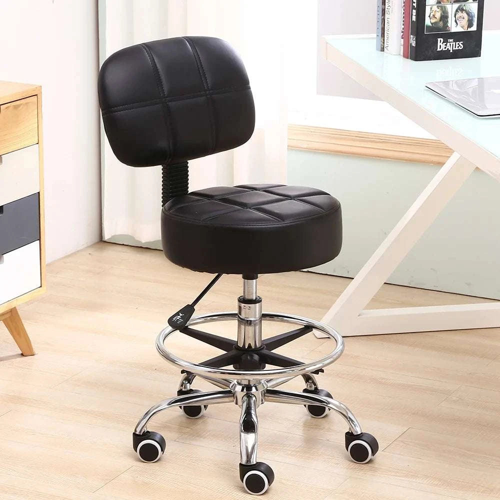 Adjustable Rolling Stool with Backrest & Footrest Drafting Chair-