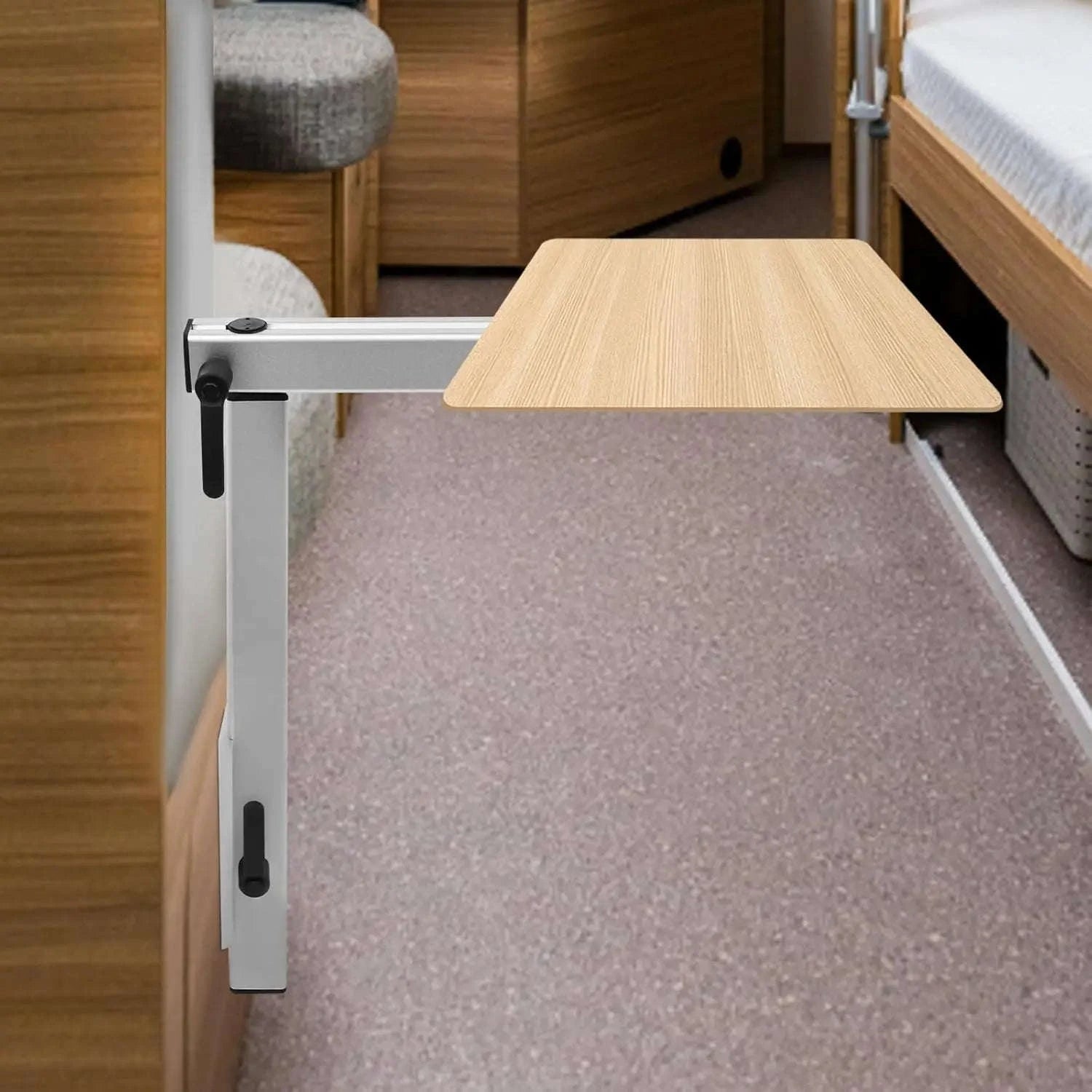 Adjustable RV Table Leg Stand with Wide Carrier Board-Silver / United States