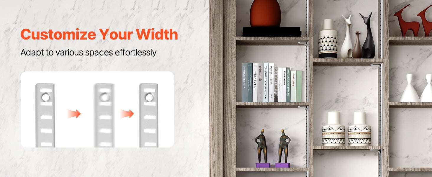 Adjustable Shelf Bracket Pilaster System with Screws for Wall Storage-20PCS / United States