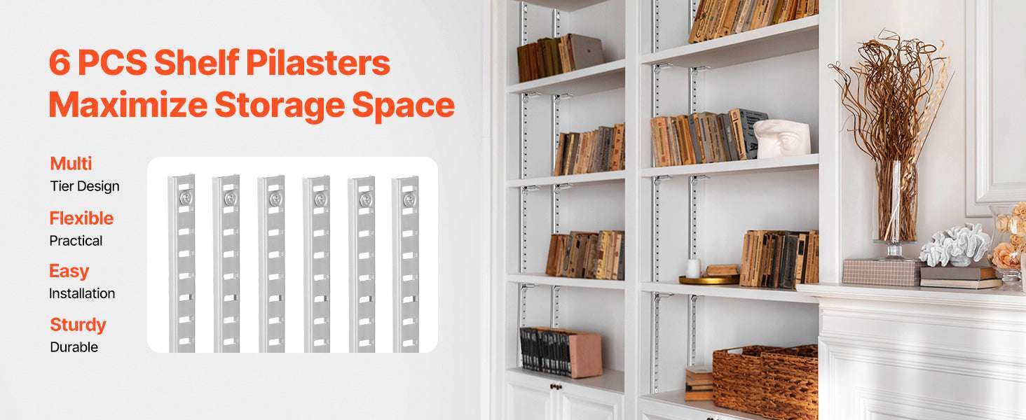 Adjustable Shelf Bracket Pilaster System with Screws for Wall Storage-20PCS / United States