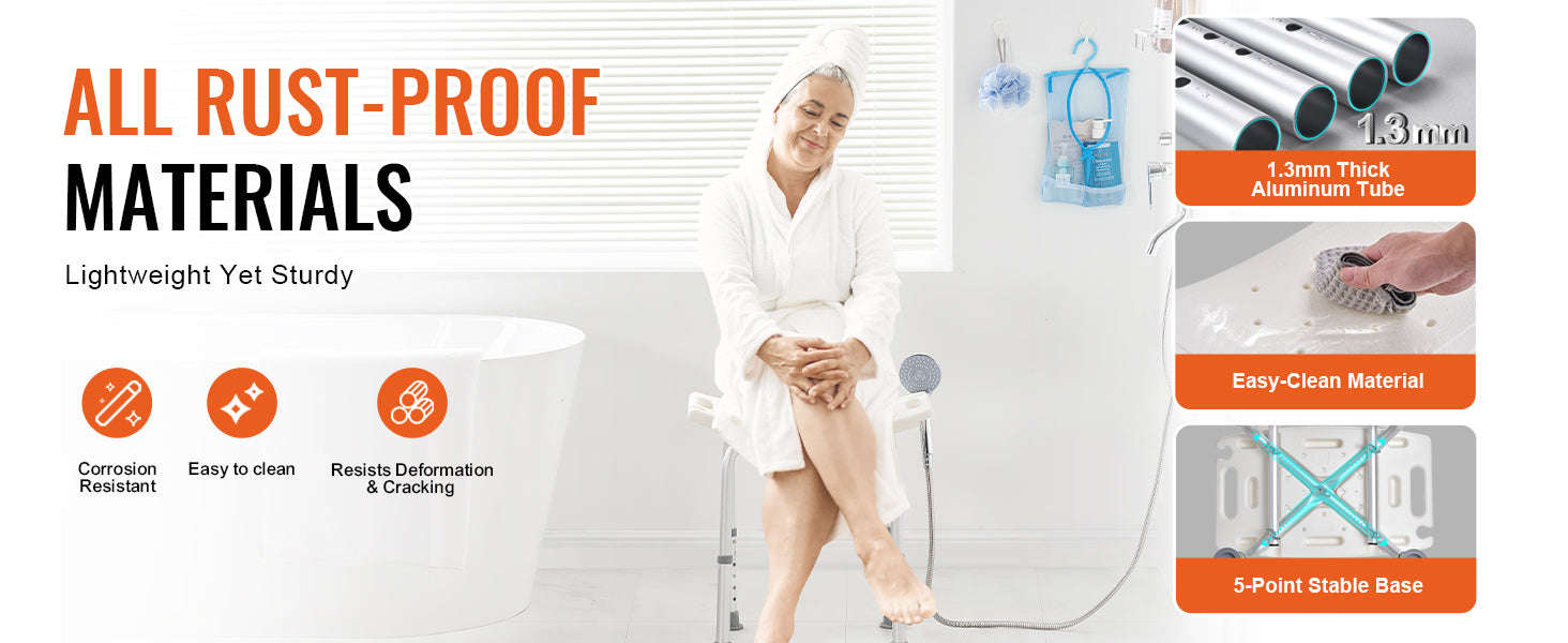 Adjustable Shower Chair with Back and Non-Slip Feet-350 lbs / United States