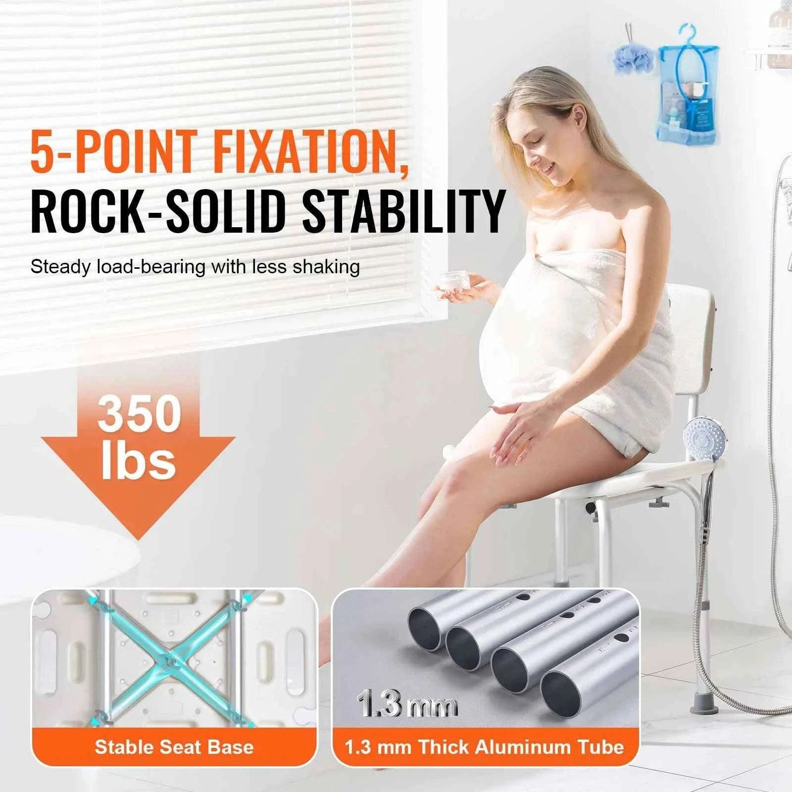 Adjustable Shower Chair with Back and Non-Slip Feet-350 lbs / United States
