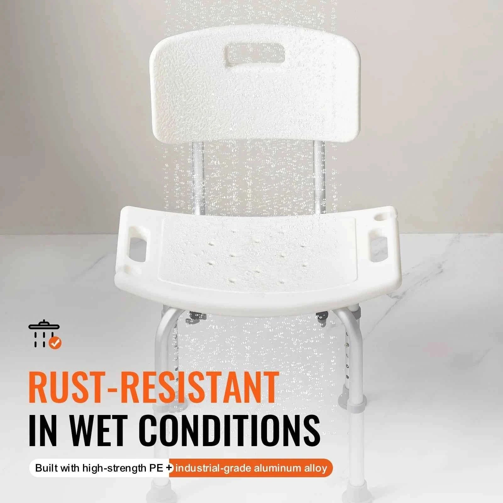 Adjustable Shower Chair with Back and Non-Slip Feet-350 lbs / United States