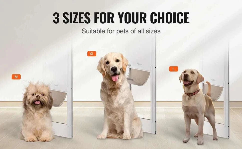 Adjustable Sliding Glass Dog Door with Lock & Tempered Glass Panel-M Size / france