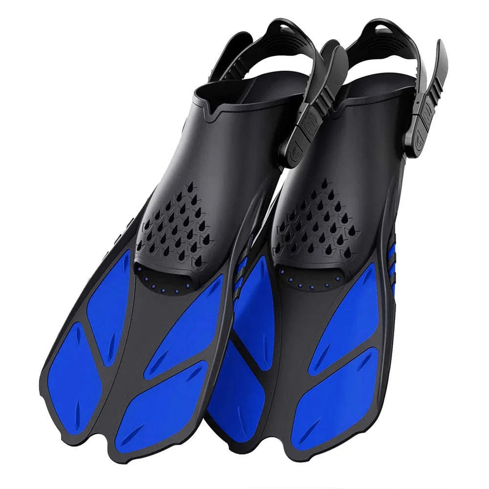Adjustable Snorkel Fins for Comfortable Swimming and Travel-Black / S/M