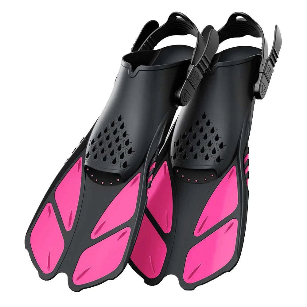 Adjustable Snorkel Fins for Comfortable Swimming and Travel-Black / S/M