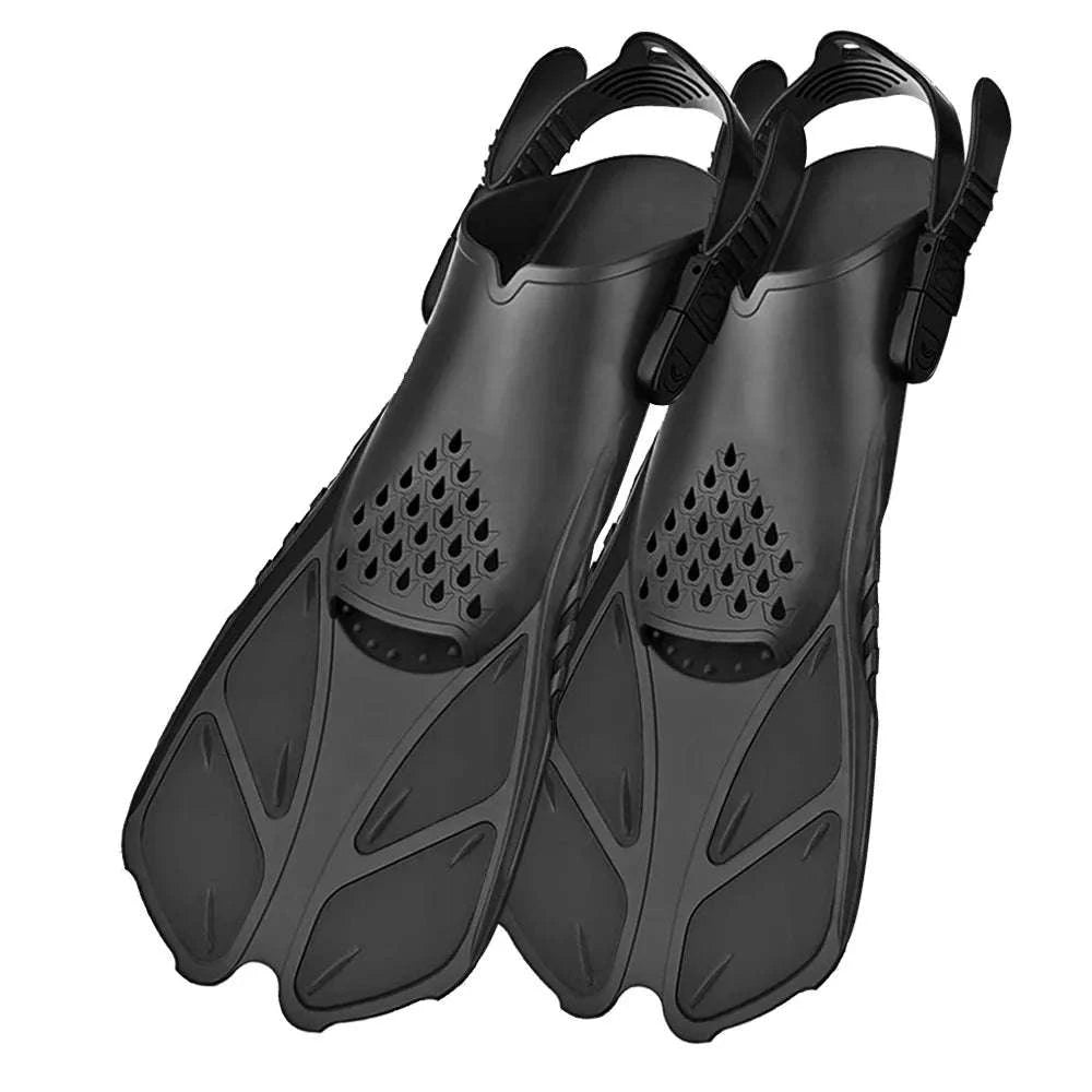 Adjustable Snorkel Fins for Comfortable Swimming and Travel-Black / S/M