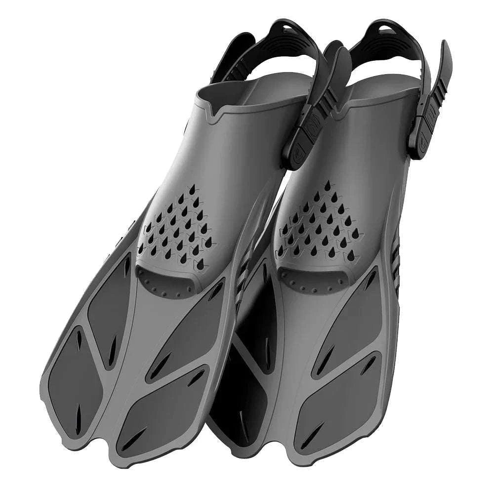 Adjustable Snorkel Fins for Comfortable Swimming and Travel-Black / S/M