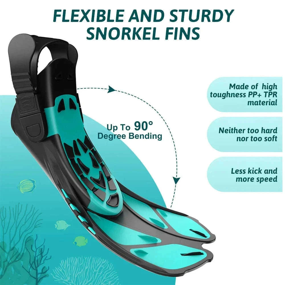 Adjustable Snorkel Fins for Comfortable Swimming and Travel-Black / S/M