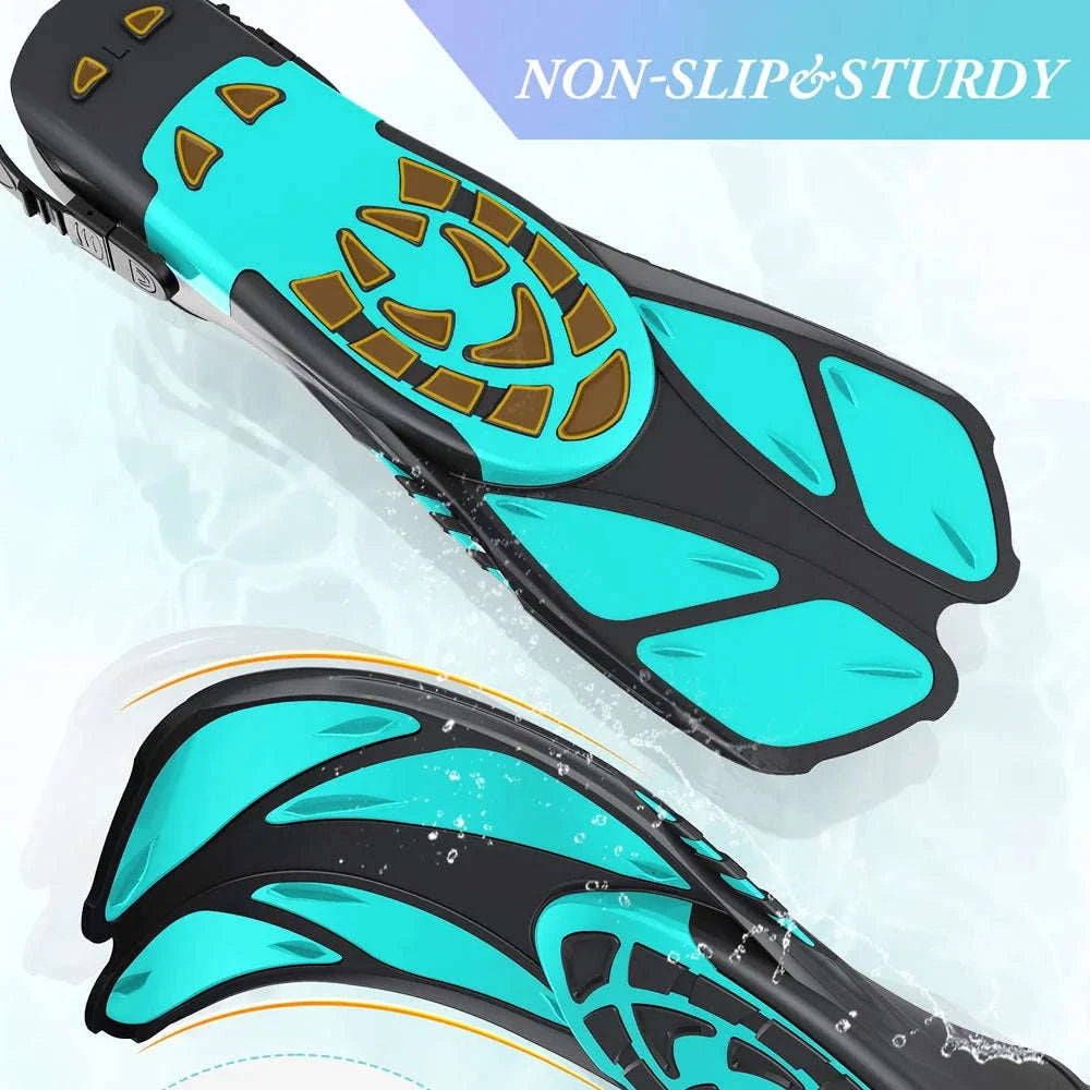 Adjustable Snorkel Fins for Comfortable Swimming and Travel-Black / S/M