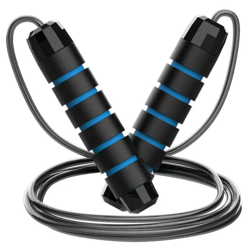 Adjustable Steel Wire Jump Rope for Cardio Training-Blue
