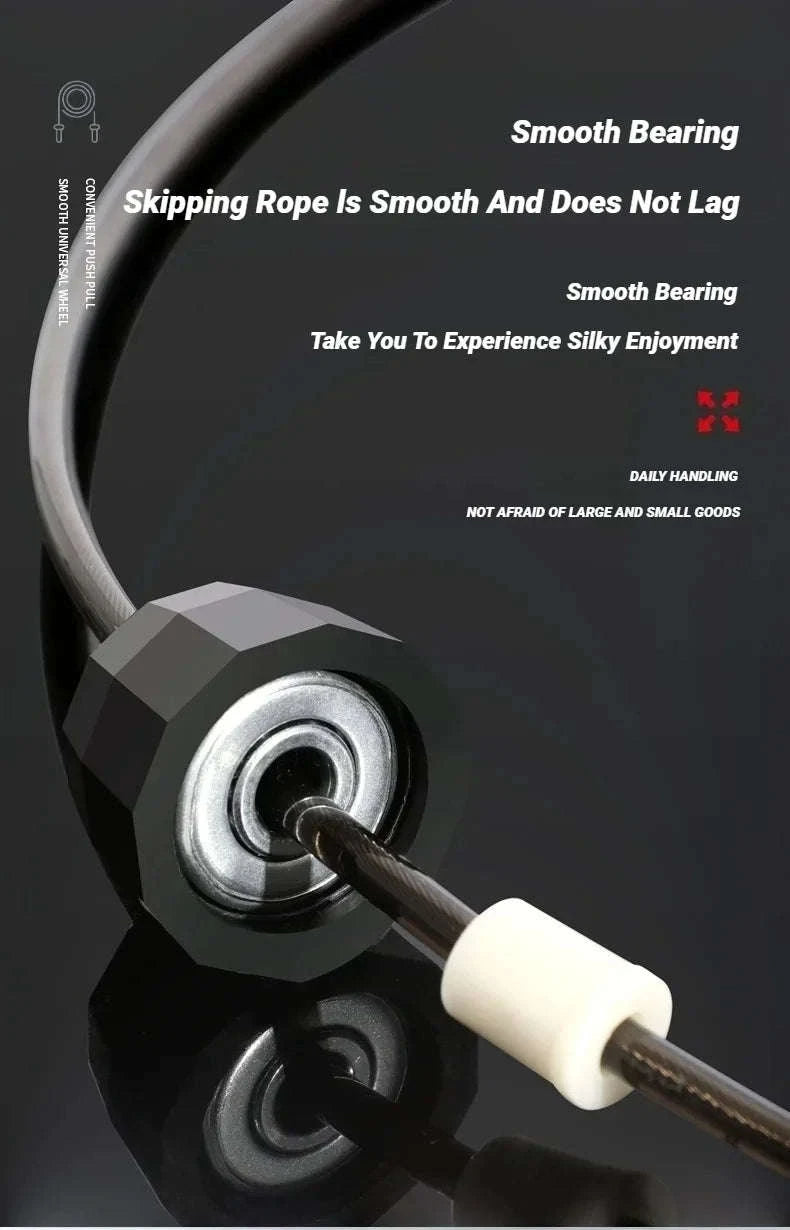 Adjustable Steel Wire Jump Rope for Fitness Training-Black