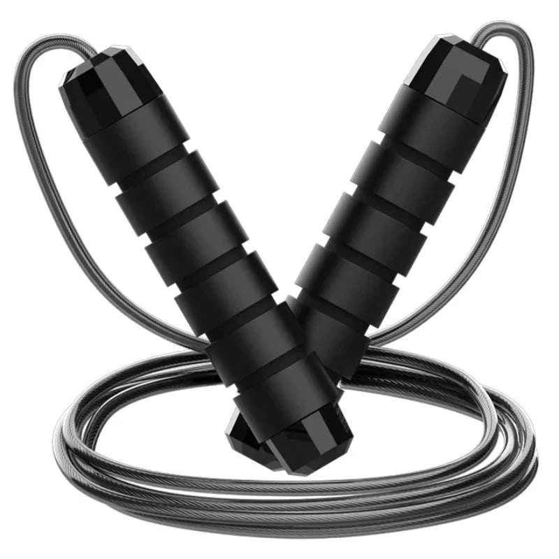 Adjustable Steel Wire Jump Rope for Fitness Training-Black