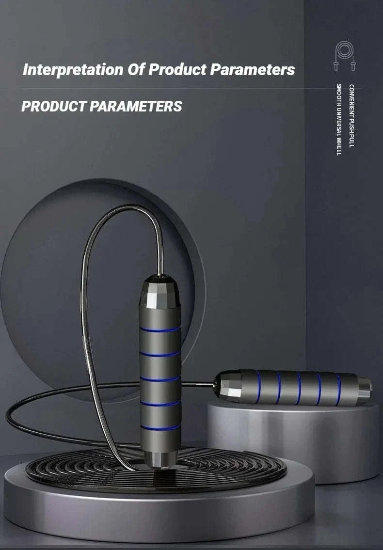 Adjustable Steel Wire Jump Rope for Fitness Training-Black