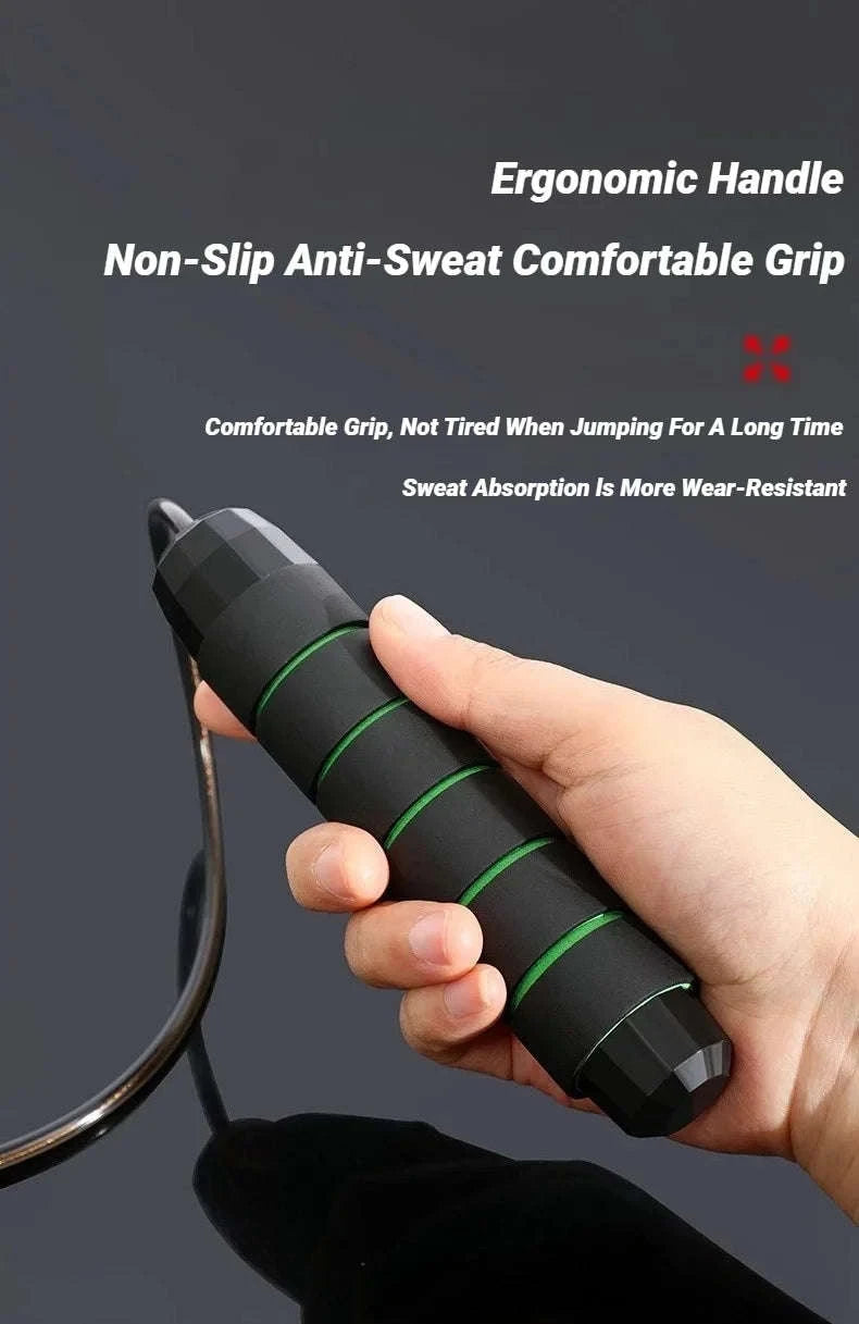 Adjustable Steel Wire Jump Rope for Fitness Training-Black