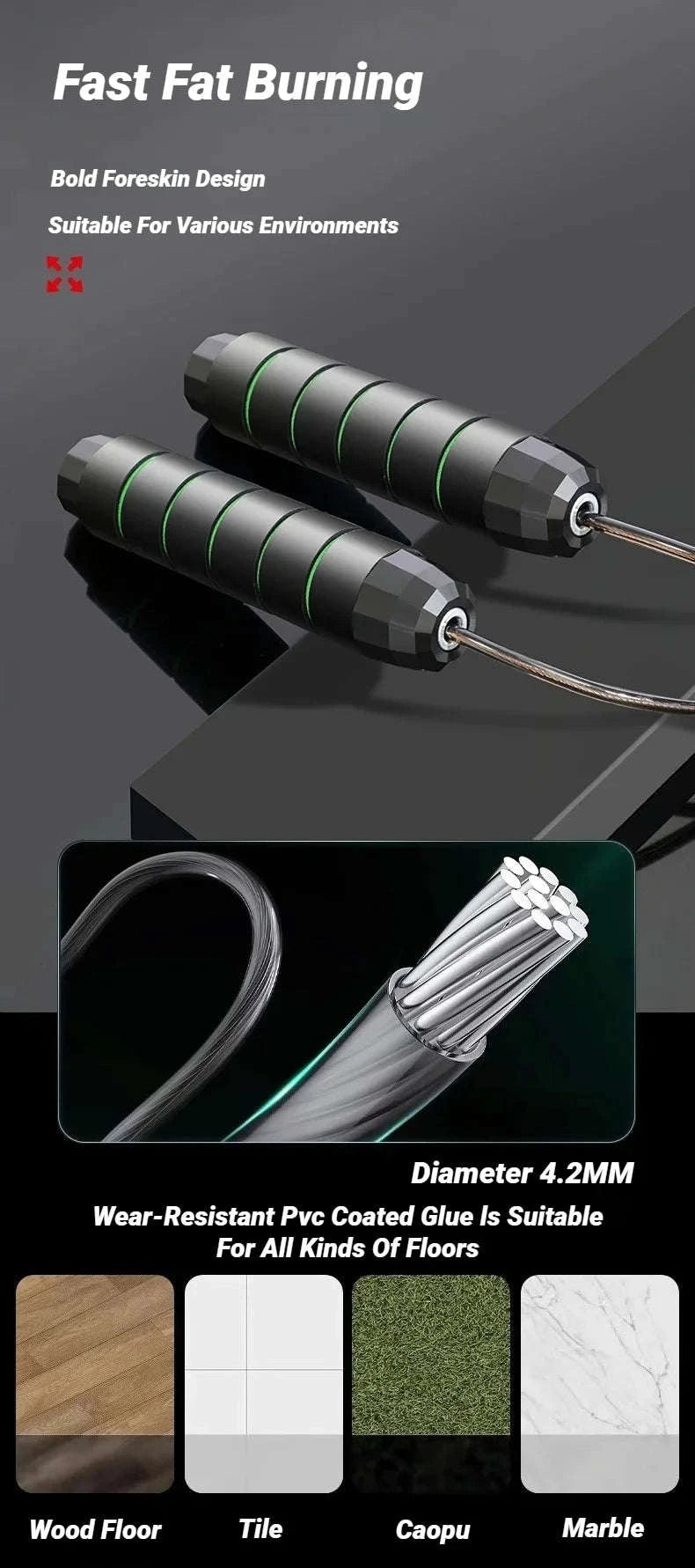 Adjustable Steel Wire Jump Rope for Fitness Training-Black