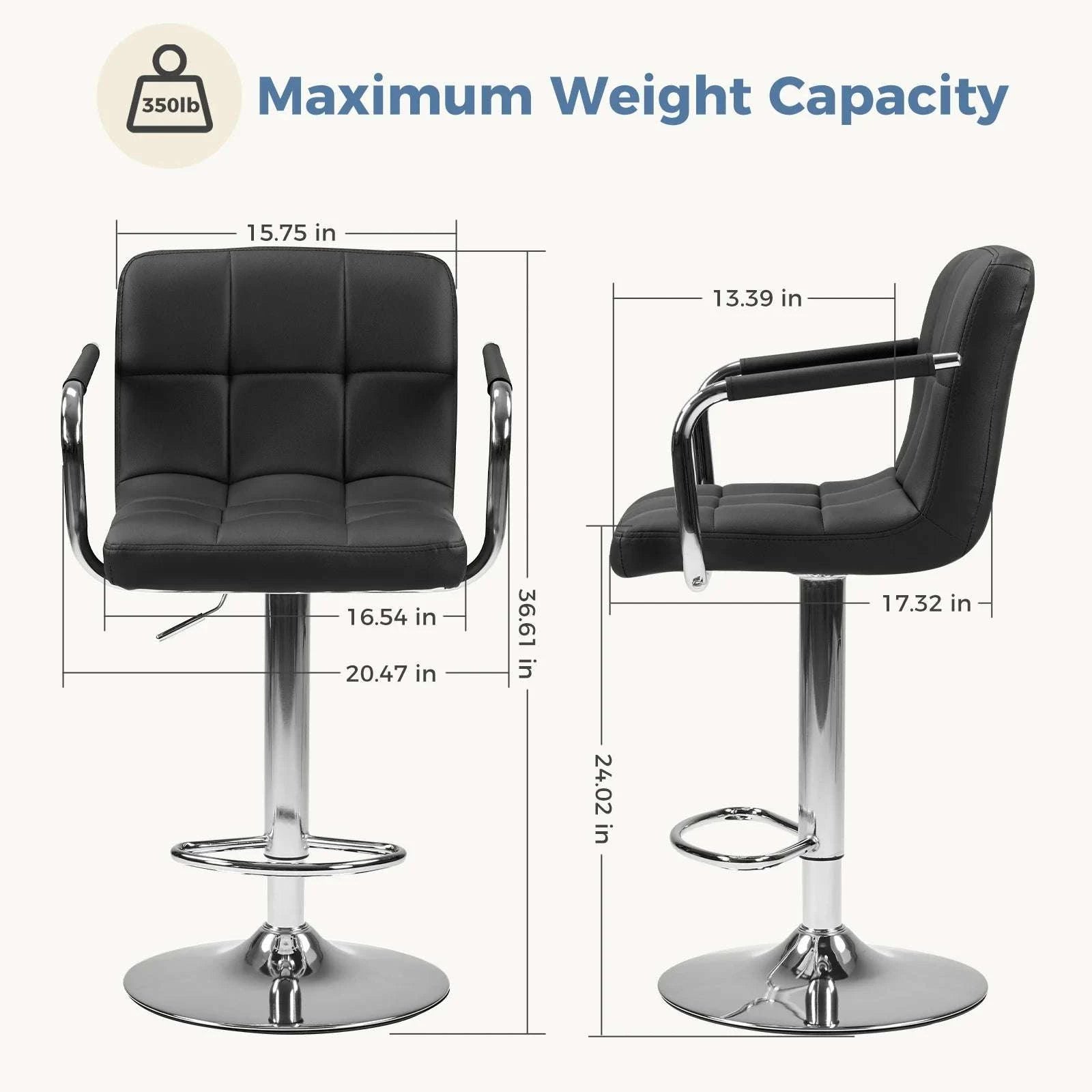 Adjustable Swivel Counter Height Office Chair with Padded Armrests-WHITE / United States