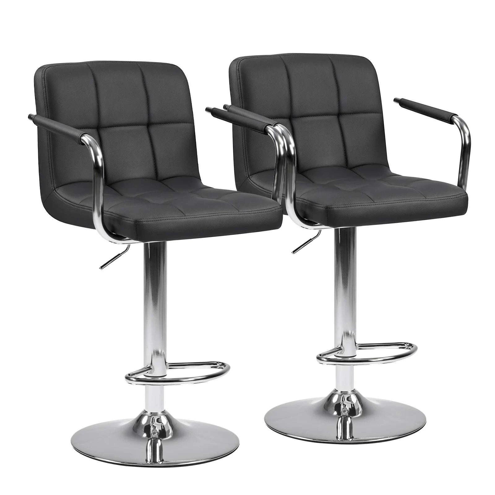 Adjustable Swivel Counter Height Office Chair with Padded Armrests-WHITE / United States