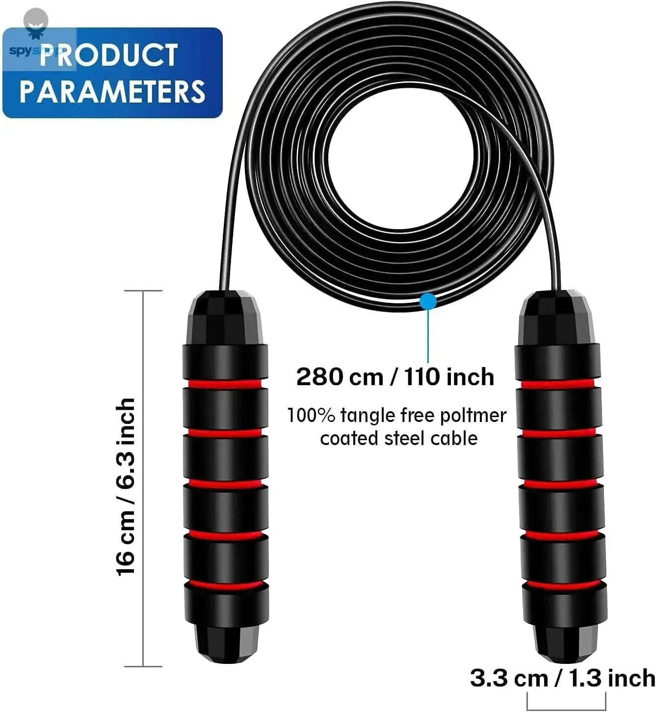 Adjustable Tangle‑Free Jump Rope – Speed Wire Design with Foam Handles for Home Fitness-red